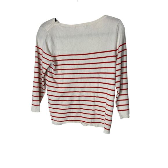 H&M Basics Portofino Breton Stripe Small Light Knit Minimalist Preppy Blouse - Picture 4 of 4